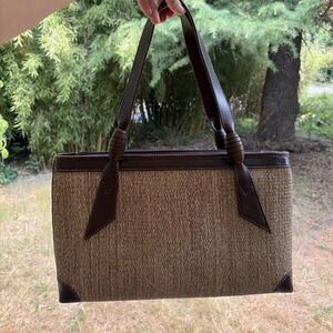 Vintage Leather Sunda Bay Woven Hand  Bag  Business 80s/90s